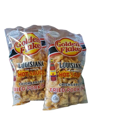 GOLDEN FLAKE LOUISIANA HOT SAUCE FRIED PORK SKINS (2) 4.5oz BAGS